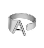 European And American A-Z Letter Ring Gold Metal Adjustable Open Ring Initials Name Letter Female Factory Direct Sales