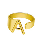 European And American A-Z Letter Ring Gold Metal Adjustable Open Ring Initials Name Letter Female Factory Direct Sales