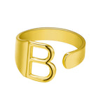 European And American A-Z Letter Ring Gold Metal Adjustable Open Ring Initials Name Letter Female Factory Direct Sales
