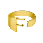European And American A-Z Letter Ring Gold Metal Adjustable Open Ring Initials Name Letter Female Factory Direct Sales