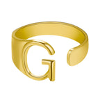 European And American A-Z Letter Ring Gold Metal Adjustable Open Ring Initials Name Letter Female Factory Direct Sales