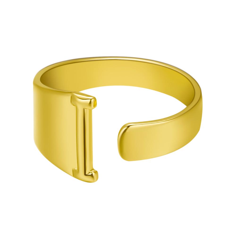 European And American A-Z Letter Ring Gold Metal Adjustable Open Ring Initials Name Letter Female Factory Direct Sales