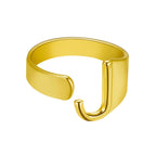 European And American A-Z Letter Ring Gold Metal Adjustable Open Ring Initials Name Letter Female Factory Direct Sales