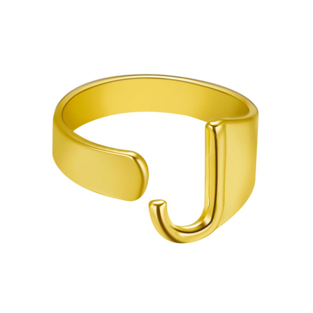 European And American A-Z Letter Ring Gold Metal Adjustable Open Ring Initials Name Letter Female Factory Direct Sales