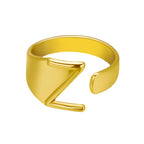 European And American A-Z Letter Ring Gold Metal Adjustable Open Ring Initials Name Letter Female Factory Direct Sales