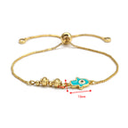 EVIL EYE Fatima Hand Tree Turkish Evil Eye Charm Bracelet Gold Color Adjustable Bracelet Fashion Jewelry for Women Girls BE149