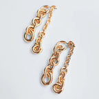 ZA Trendy Long Gold Metal Chain Drop Earrings For Women