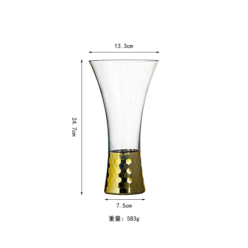 Ins Style Golden Electroplated Honeycomb Glass Vase
