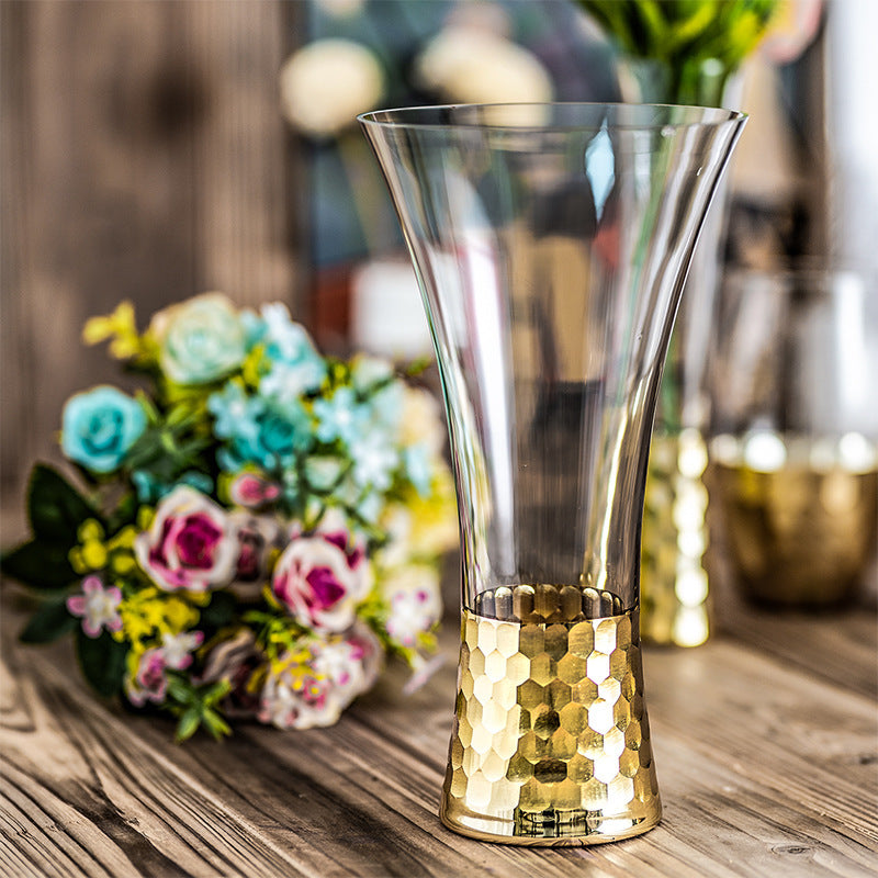 Ins Style Golden Electroplated Honeycomb Glass Vase