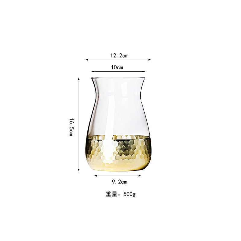 Ins Style Golden Electroplated Honeycomb Glass Vase