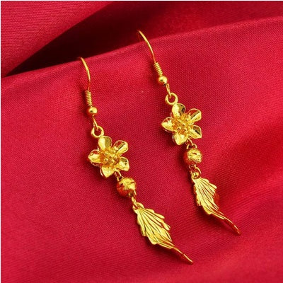 Sand Gold Jewelry Dragon and Phoenix Necklace Female Earrings Earrings Ring Bracelet Bracelet Wedding Four-piece Set Valentine Gift