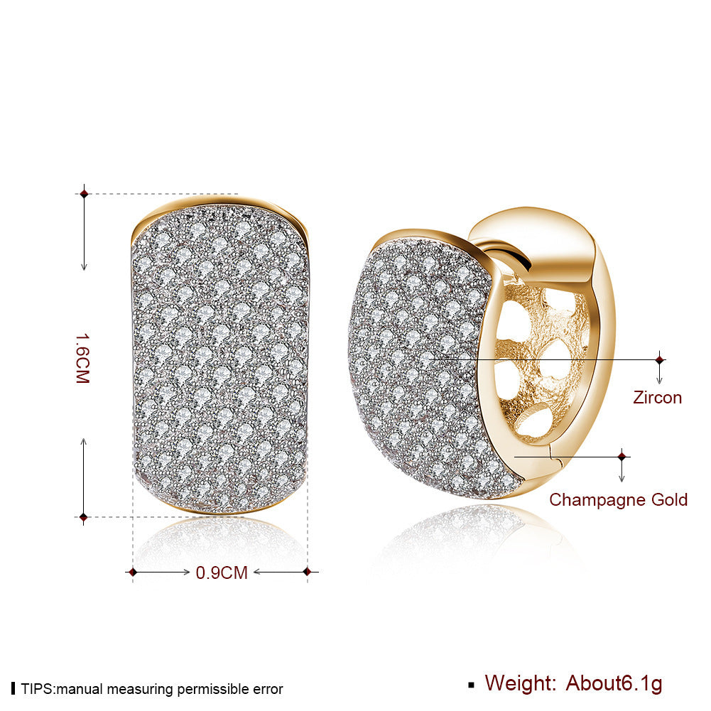 Round Crystal Earrings For Women Gold-color Hoop Earrings CZ Stone Cubic Zirconia Earring Vintage Jewelry