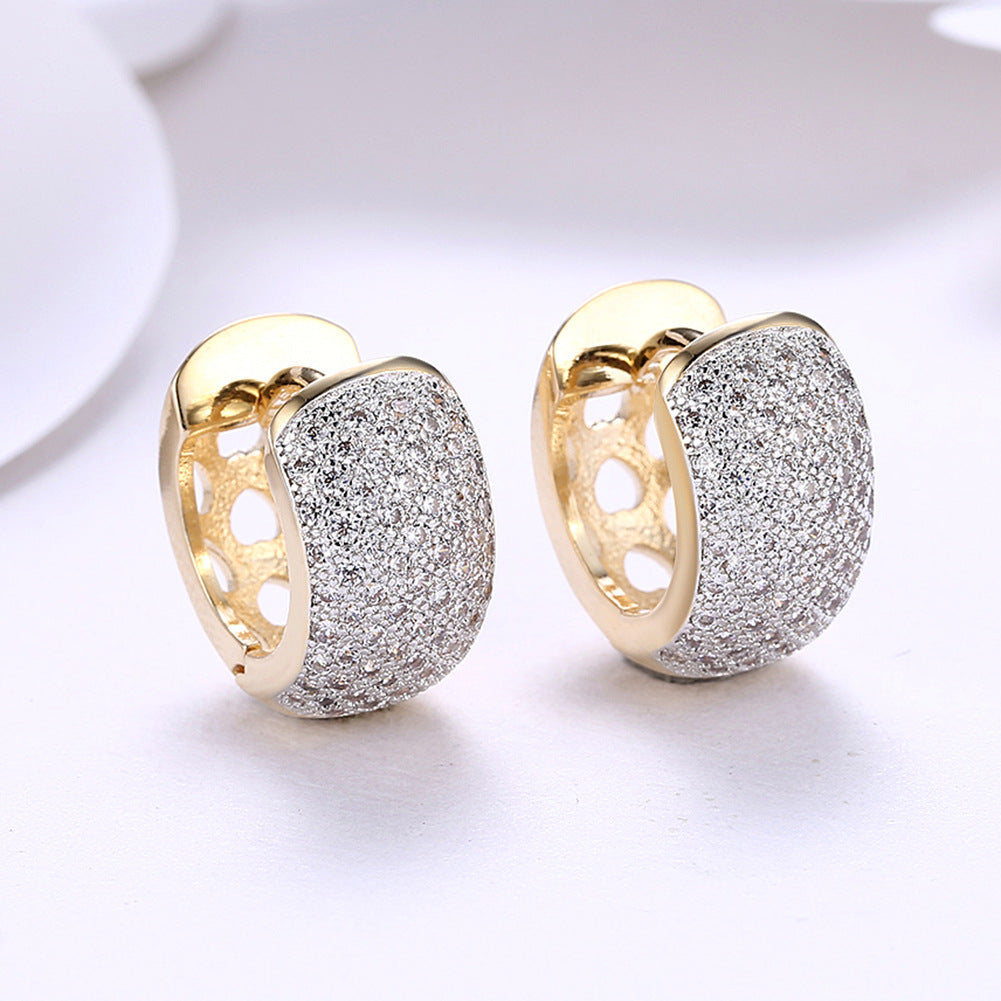 Round Crystal Earrings For Women Gold-color Hoop Earrings CZ Stone Cubic Zirconia Earring Vintage Jewelry
