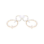 New 925 Sterling Silver Double Circle Pearl Drop Earrings For Women Fashion Elegant Gold Mosaic Zircon Earing Fashion Jewelry