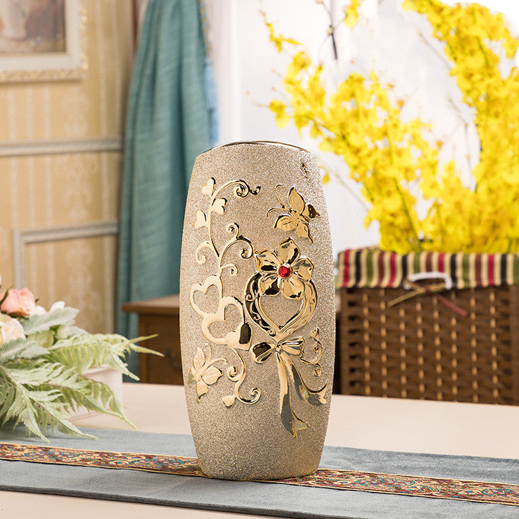 Ceramic Vase Electroplating Gold European Style Home Living Room Decoration