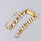 18K Gold Rectangular Brand Thick Chain Bracelet