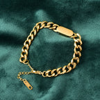 18K Gold Rectangular Brand Thick Chain Bracelet