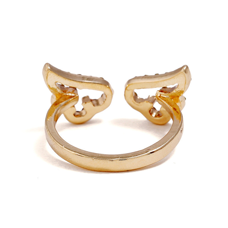 Adjustable Angel Wings Ring Micro Pave Zircon Gold-Color Rings
