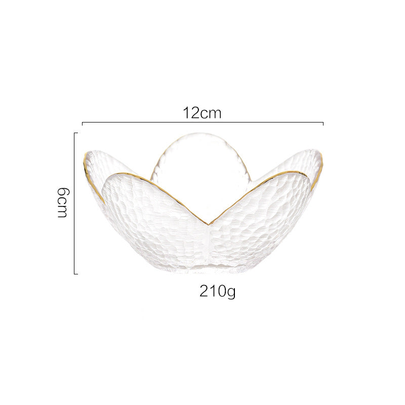 Nordic glass petal bowl with gold border