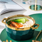 Instant Noodle Bowl Ceramic Dormitory Soup Bowl With Lid Household