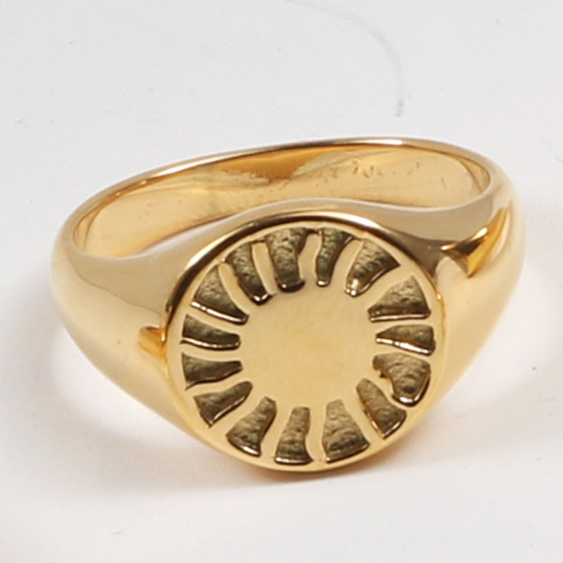 Signet Ring Titanium Steel Plated 18K Gold