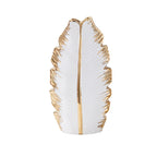 Nordic Black Gold Plated Leaves Ceramic Vase