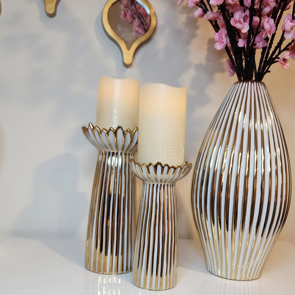 Modern Light Luxury Electroplating Candle Holder Ceramic Crafts Ornaments