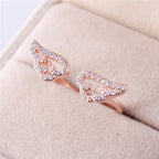 Adjustable Angel Wings Ring Micro Pave Zircon Gold-Color Rings