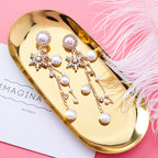New Fashion Jewelry Crystal Snowflake Long Chain Tassel Earrings for Women Charm Pearl Statement Drop Dangle Earring