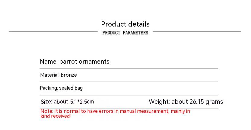 Bird Cage Parrot Pendant Starling Hand Pieces Solid Bronze Statue