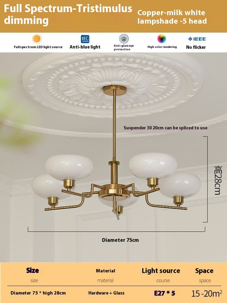 Living Room Chandelier Retro Cream Bedroom Dining Room Lamps