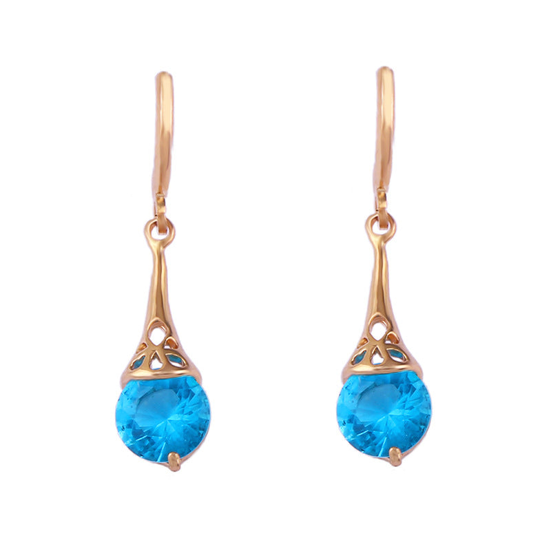 Rose Gold Drop Earrings Copper Zircon