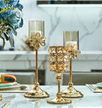 Feather Container Crystal Candle Holder Home Dining Table Candlelight Dinner