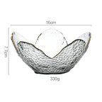 Nordic glass petal bowl with gold border
