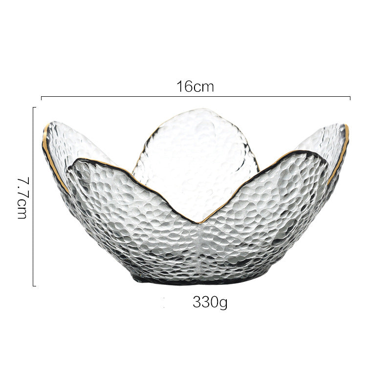 Nordic glass petal bowl with gold border