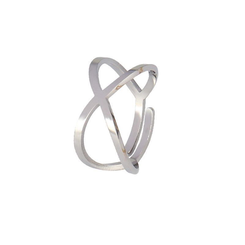 Ladies Statement Cross Line Adjustable Ring