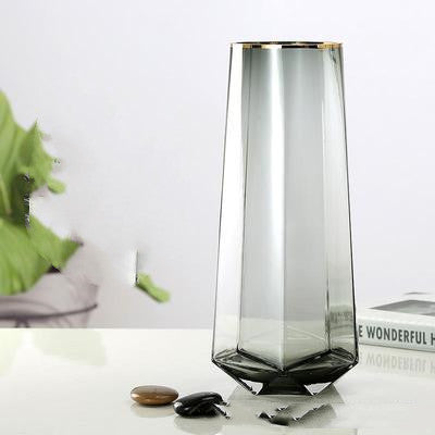 Light Luxury Gold Rim Colored Diamond Vase Rose