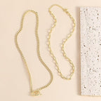 Double Layer Paperclip Chain Necklace - Geometric OT Clasp Layered Choker  Hip-Hop Style Stackable Gold Necklace For Women  Minimalist Dainty Layered Chains