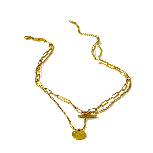 Gold Stainless Steel Pendant Necklace