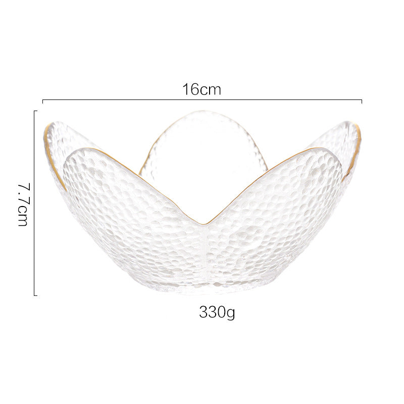 Nordic glass petal bowl with gold border