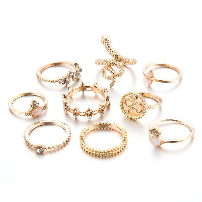 Alloy animal zodiac diamond gold ring set