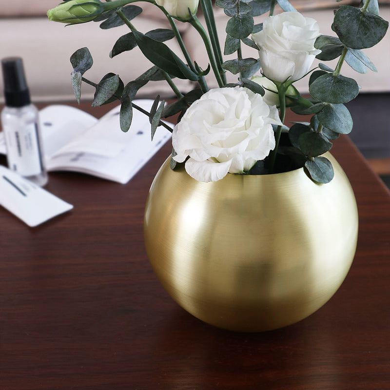 Stainless Steel Vase With Cross Metal Gold Ball