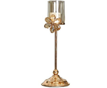 Feather Container Crystal Candle Holder Home Dining Table Candlelight Dinner