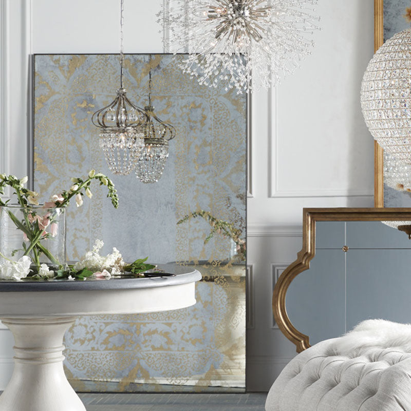 Retro Crystal Chandelier Wrought Iron Forged Crown Lamp