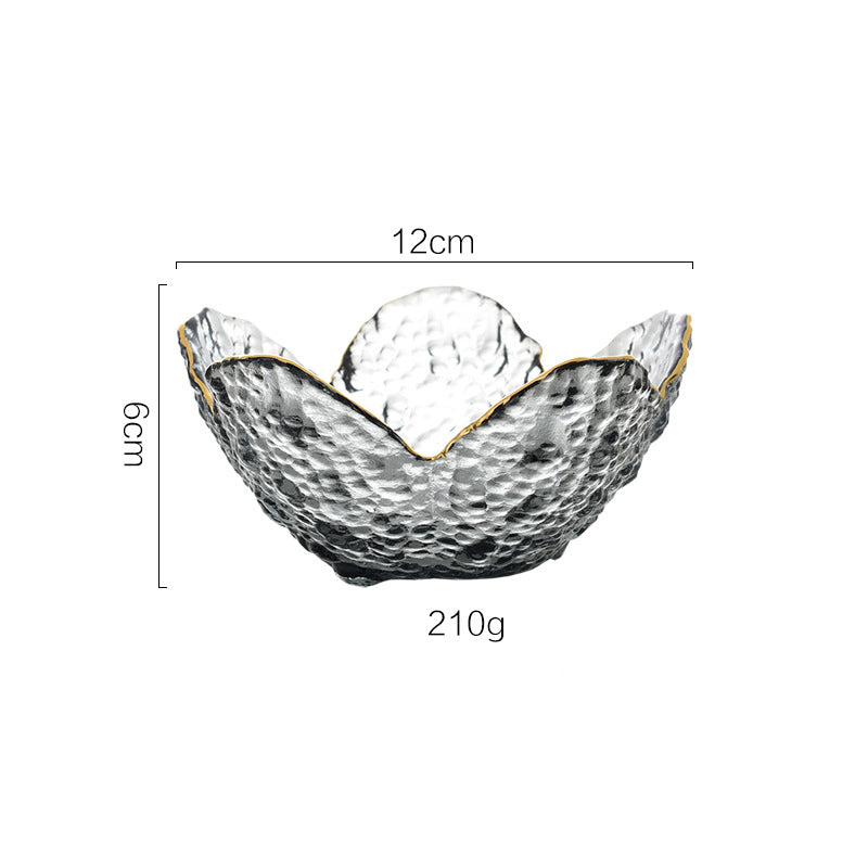 Nordic glass petal bowl with gold border