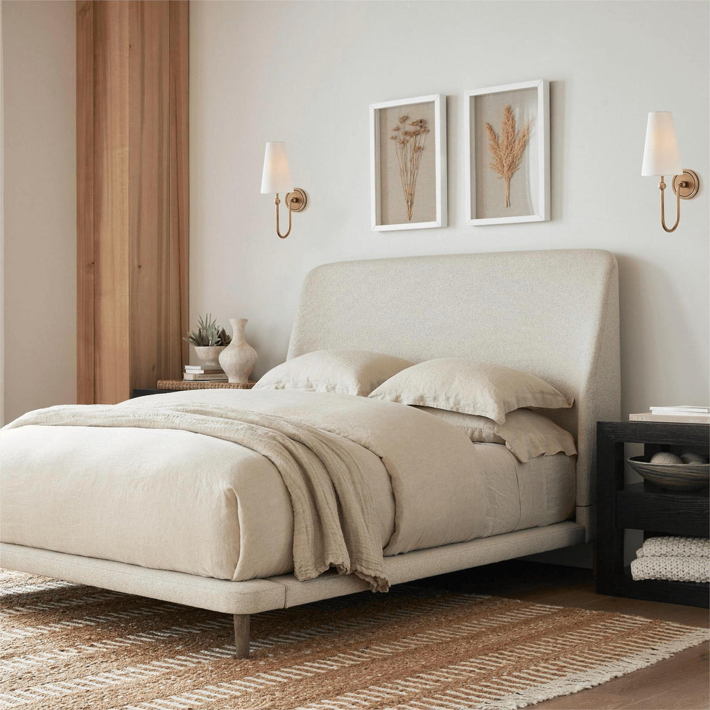 French Style Bedroom Bedside Copper Linen Wall Lamp