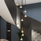 Copper Rotating Stairs Simple Modern Light Luxury Crystal Chandelier