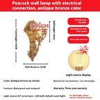 Retro Villa Gate Garden Peacock Outdoor Wall Lamp