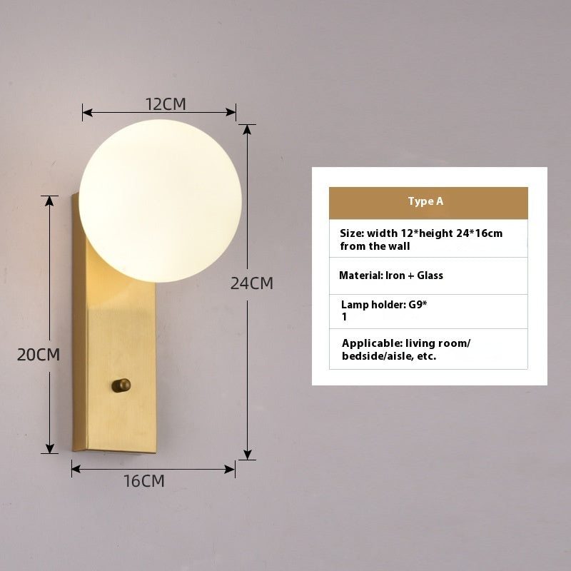 Modern Minimalist Glass Wall Bedroom Bedside Lamp