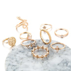 Alloy animal zodiac diamond gold ring set